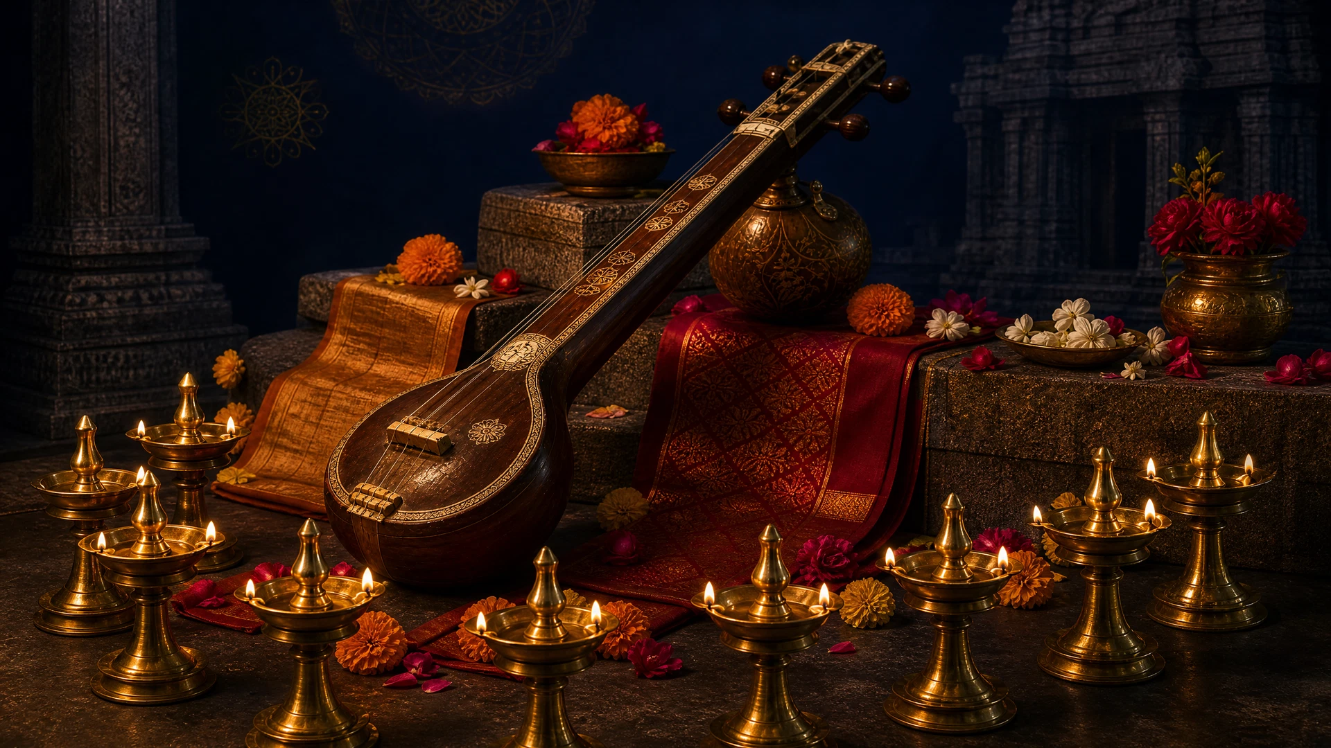 Navaratri Carnatic Music: A Simple Listening Guide to Devi Kritis feature image for this Carnatic music guide